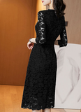 New Spring And Autumn Goddess Temperament All-match Lace Dress