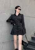 Black Shirt Dress Women Elegant Vintage Long Sleeve Dresses