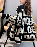 Winter knitted letter cardigan sweater coat V-neck cardigan women's jacket