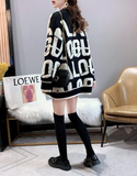 Winter knitted letter cardigan sweater coat V-neck cardigan women's jacket