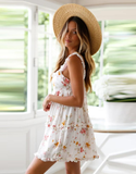 New Boho Elegant Ruffle Print Women Summer Mini Dress Beach Casual Floral Ladies Sundress