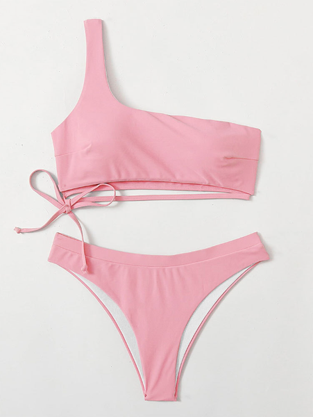 new sexy bikini shoulder tube top solid color swimsuit – Ncocon