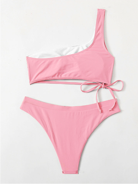 new sexy bikini shoulder tube top solid color swimsuit – Ncocon