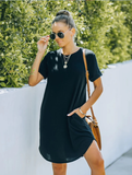 Solid color irregular tennis short sleeve dress T-shirt skirt