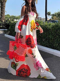 Long Summer Print Floral Off Shoulder Maxi Dress